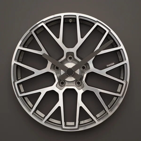 Porsche 911 Turbo wheel clock with Black carbon fiber hands — TIQOSS 001 PSB