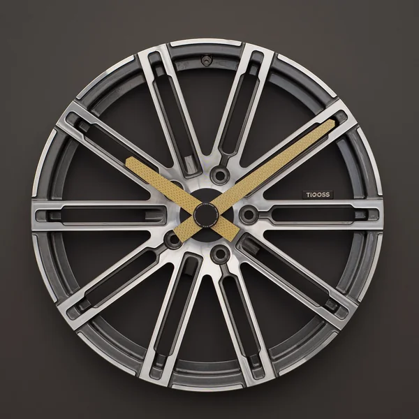 Porsche Cayenne wheel clock with Gold carbon fiber hands — TIQOSS 002 PBG