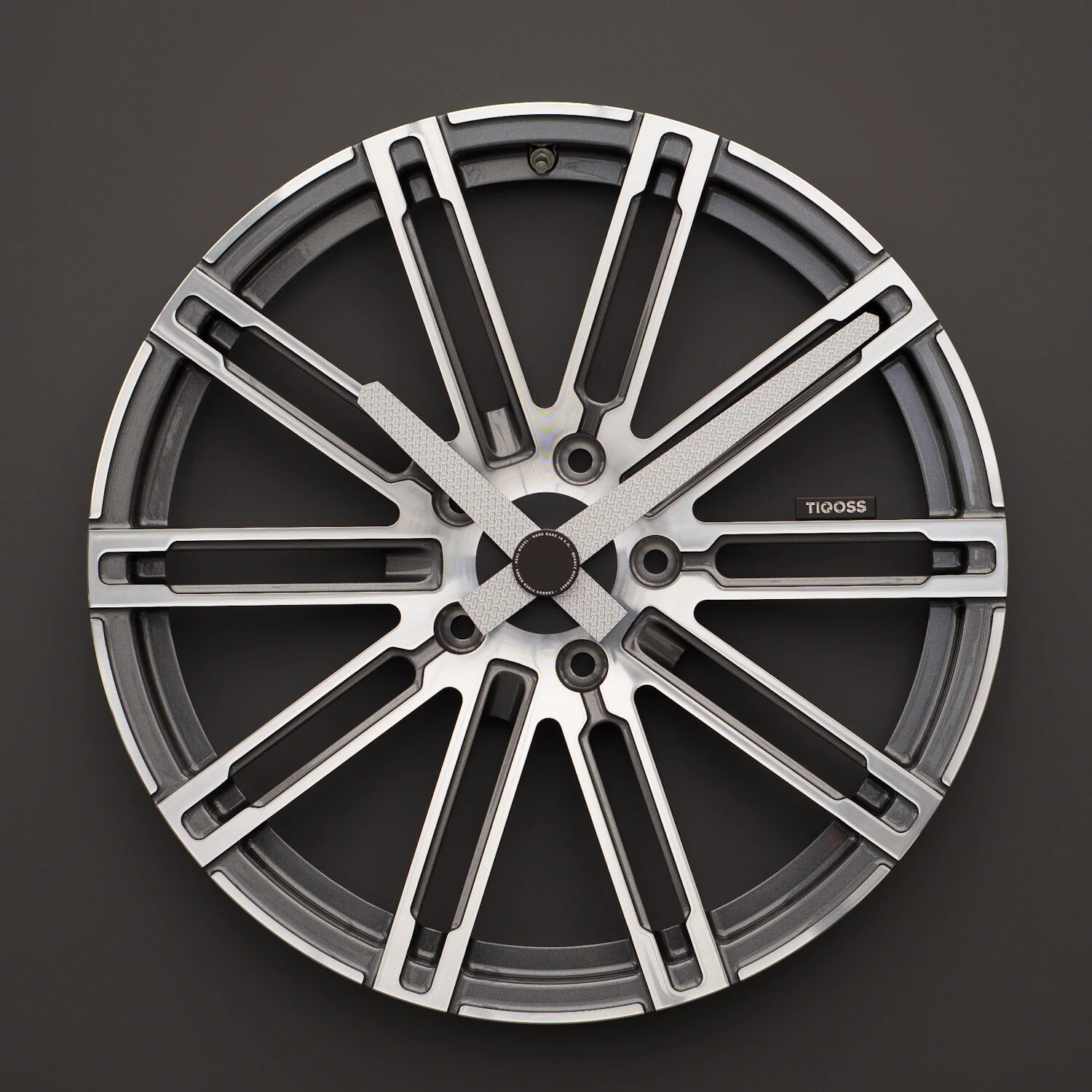 Porsche 911 Turbo / Cayenne wheel clock with Silver carbon fiber hands — TIQOSS TIQOSS 002 PBS