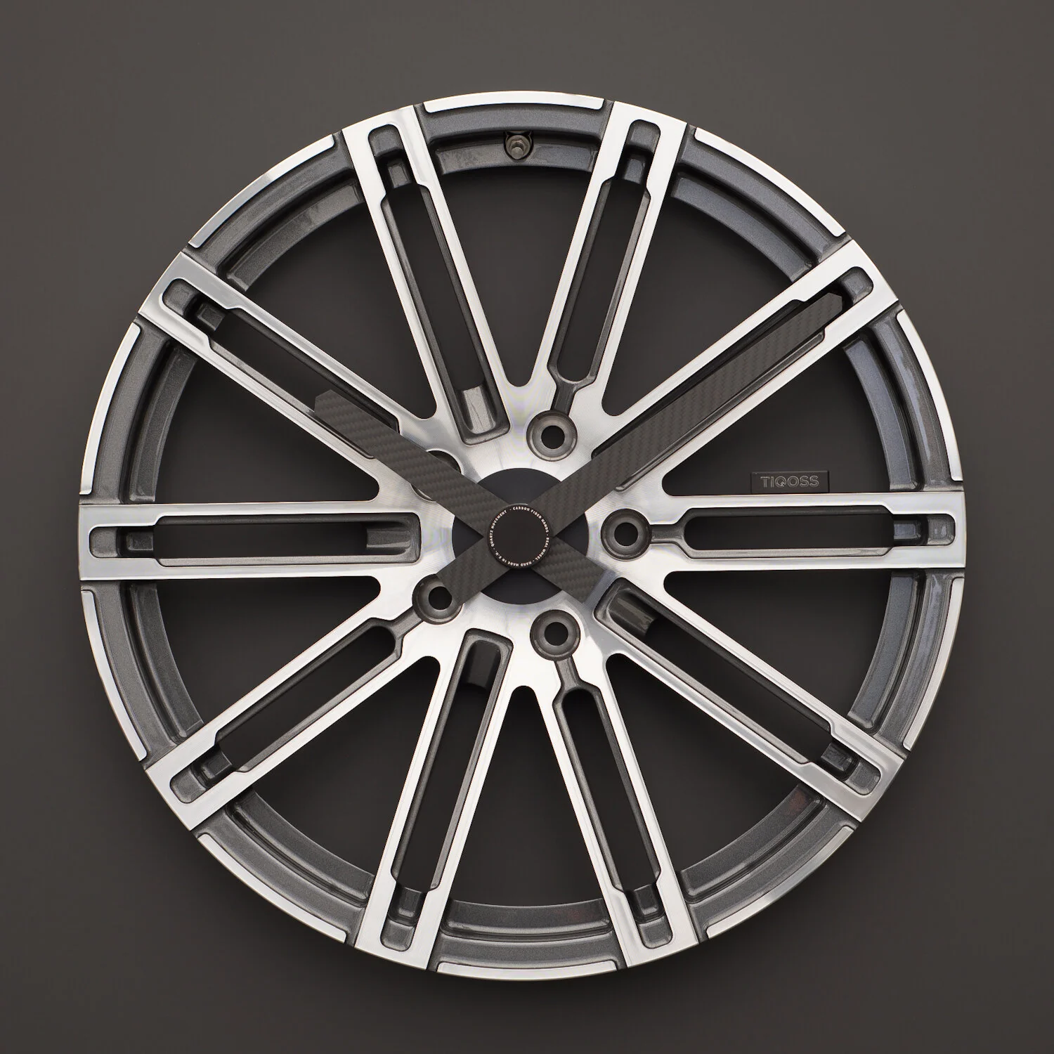 Porsche Cayenne wheel clock with Black carbon fiber hands — TIQOSS TIQOSS 002 PCB