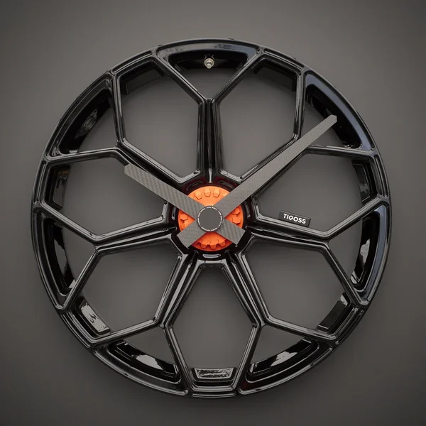 Lamborghini Aventador wheel clock with Black carbon fiber hands — TIQOSS 004 LRB