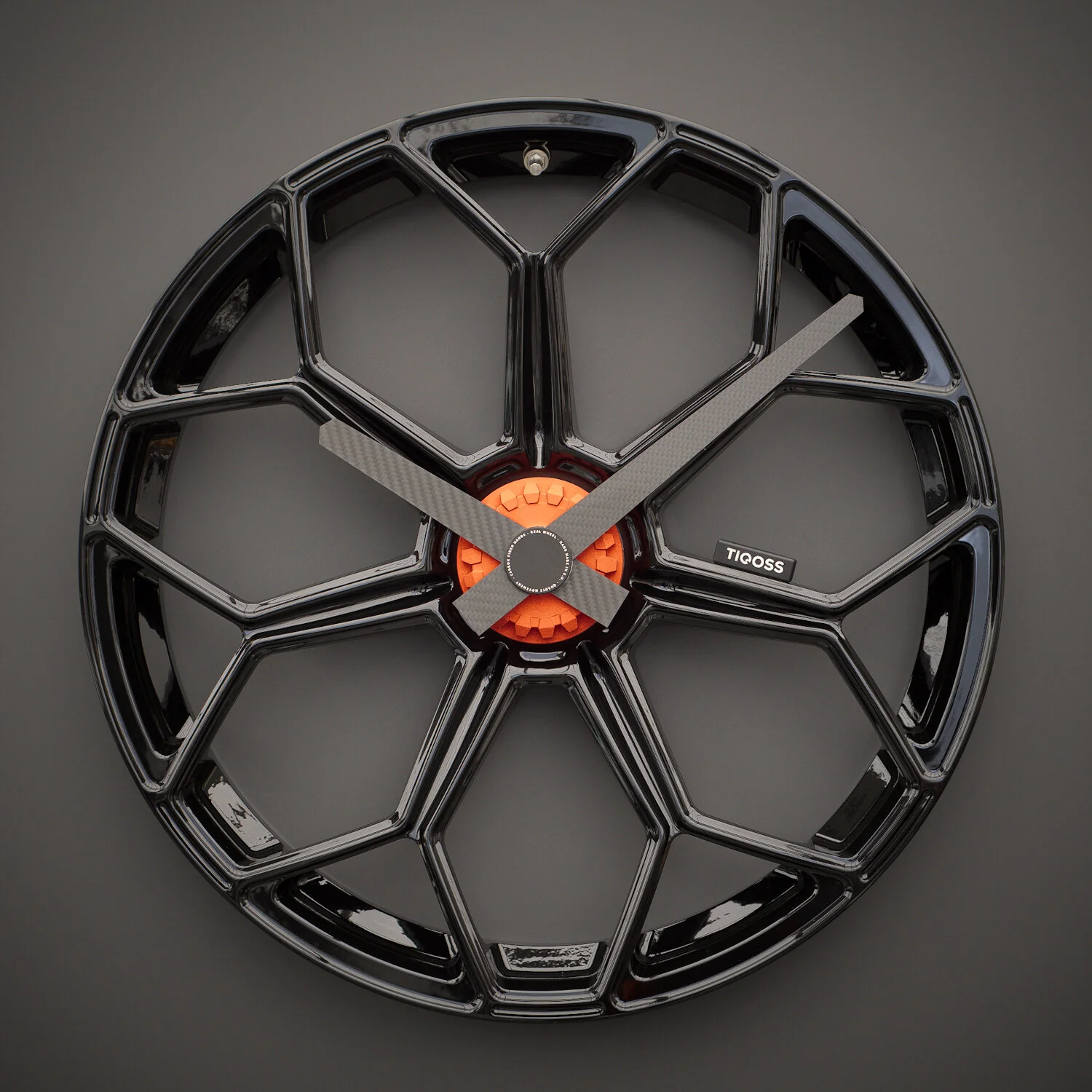Lamborghini Aventador wheel clock with Black carbon fiber hands — TIQOSS TIQOSS 004 LRB